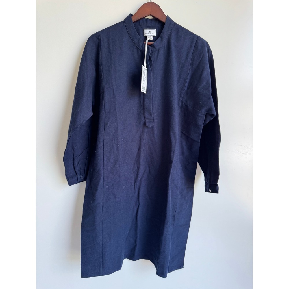Petite Plume Navy Flannel Grace Nightgown Small Cotton Sleepwear Loungewear NWT